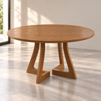 Mid-Century Modern Round Wooden Dining Table
