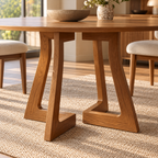 Mid-Century Modern Round Wooden Dining Table