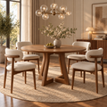 Mid-Century Modern Round Wooden Dining Table
