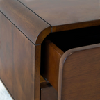 Retro Walnut Curved Bedside Table