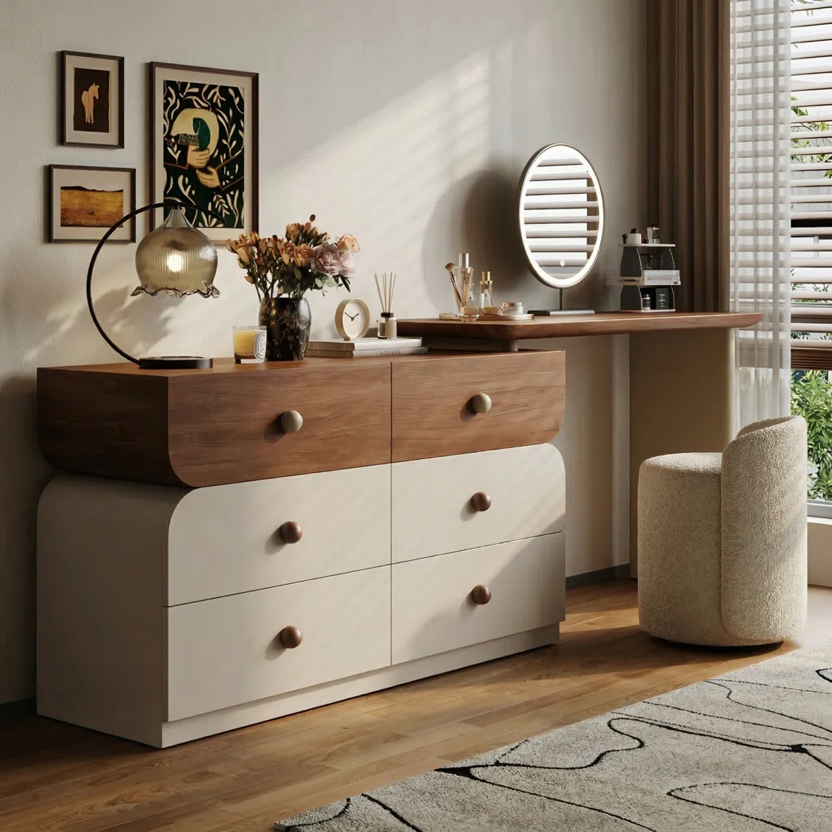 Nira Walnut Glow Dressing Table
