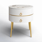 Luxury Round White Bedside Table