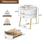 Luxury Round White Bedside Table