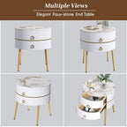 Luxury Round White Bedside Table