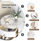 Luxury Round White Bedside Table
