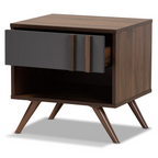 Open Shelf Walnut Bedside Table