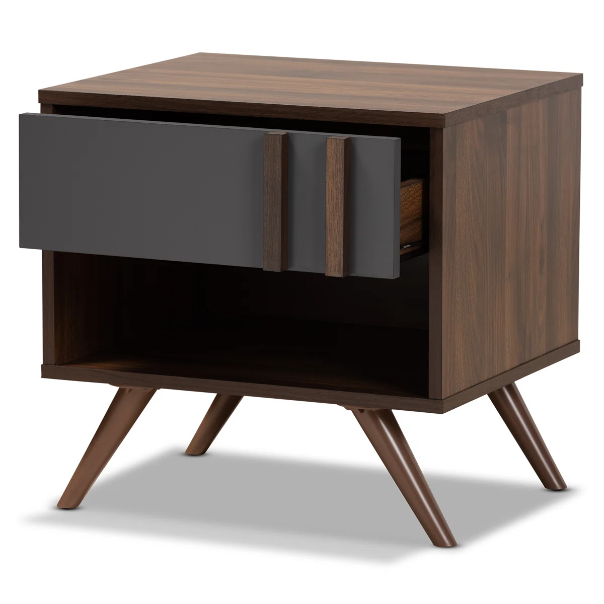 Open Shelf Walnut Bedside Table