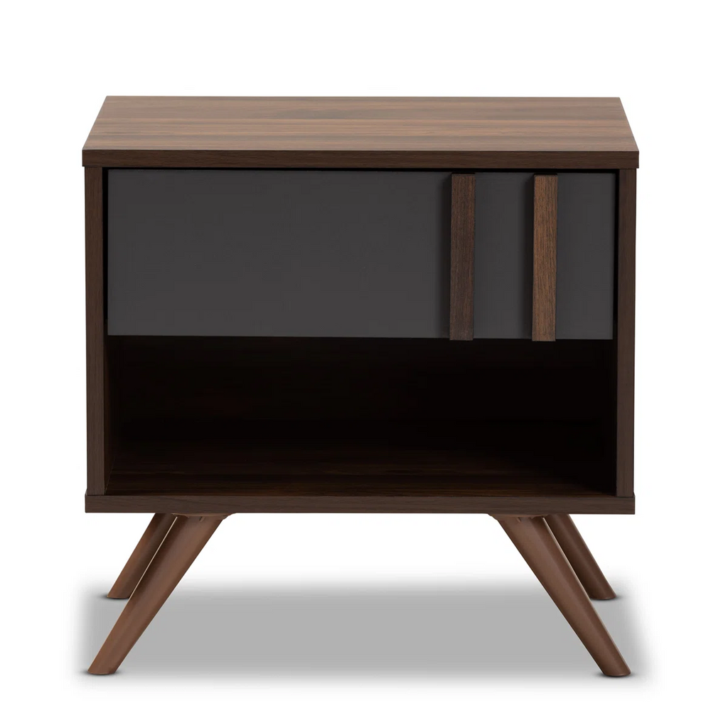 Open Shelf Walnut Bedside Table