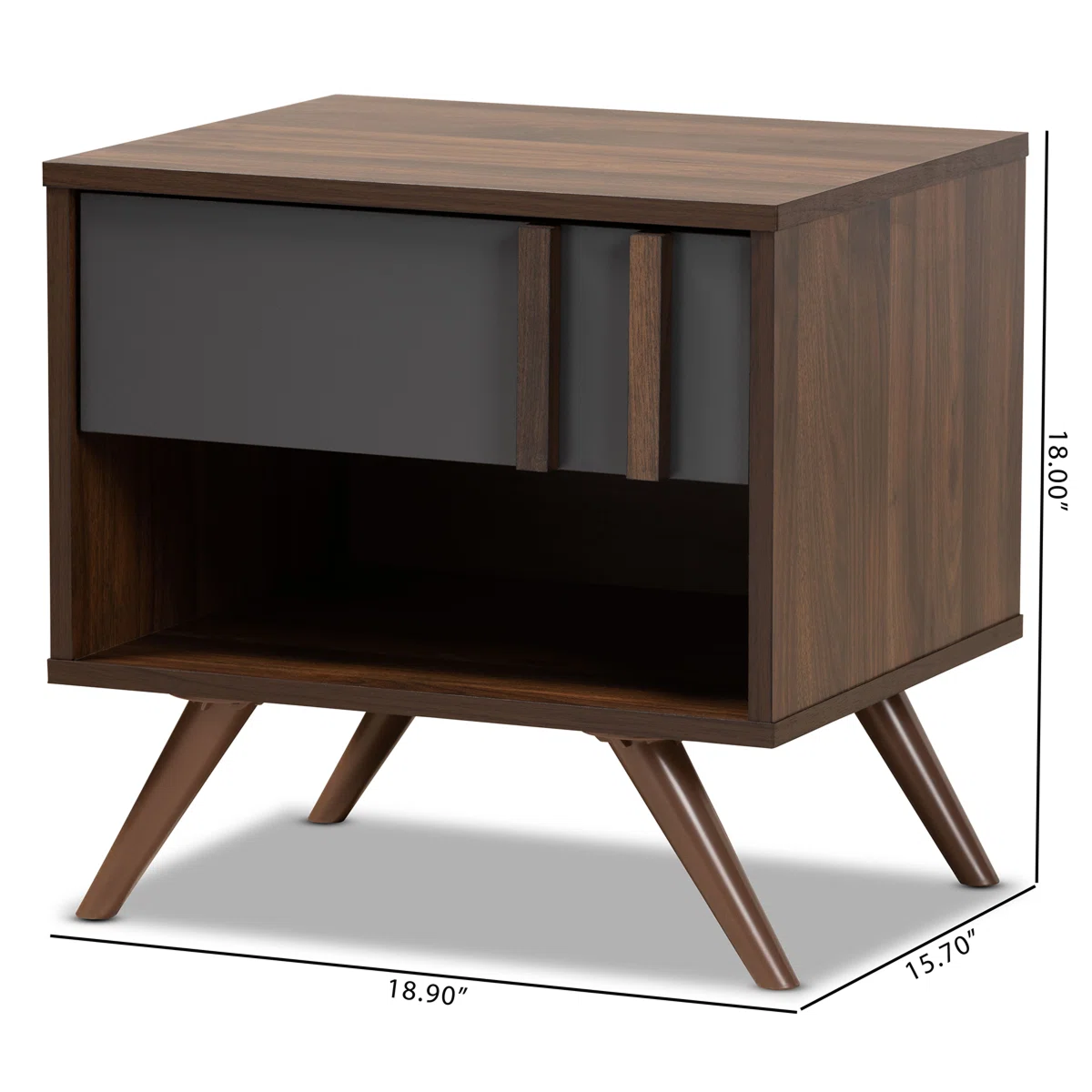 Open Shelf Walnut Bedside Table
