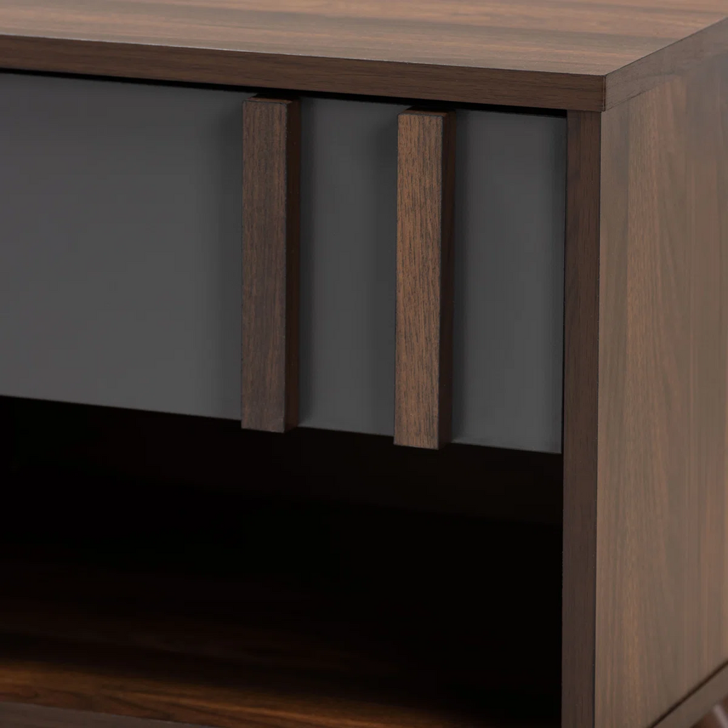 Open Shelf Walnut Bedside Table