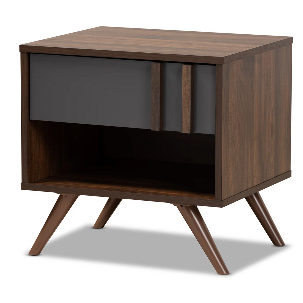 Open Shelf Walnut Bedside Table