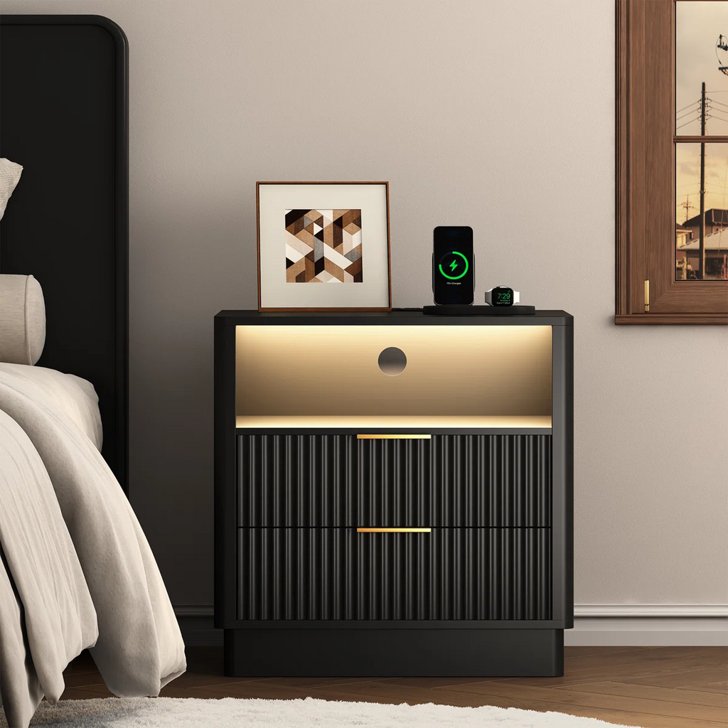 Contemporary LED Cabinet Bedside Table