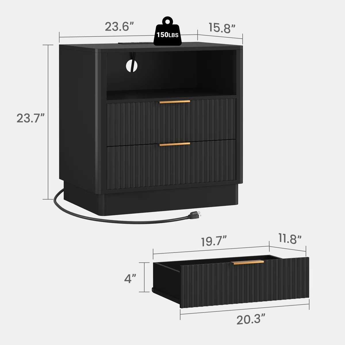 Contemporary LED Cabinet Bedside Table