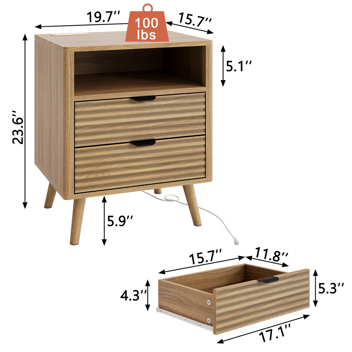 LED Wooden Night Stand