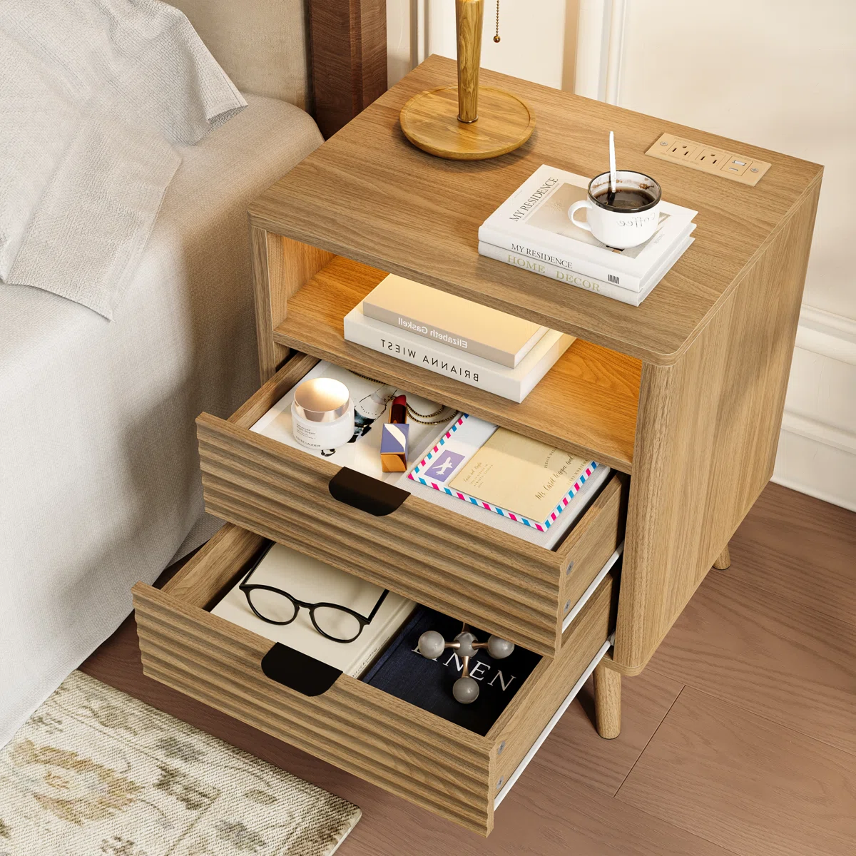 LED Wooden Night Stand