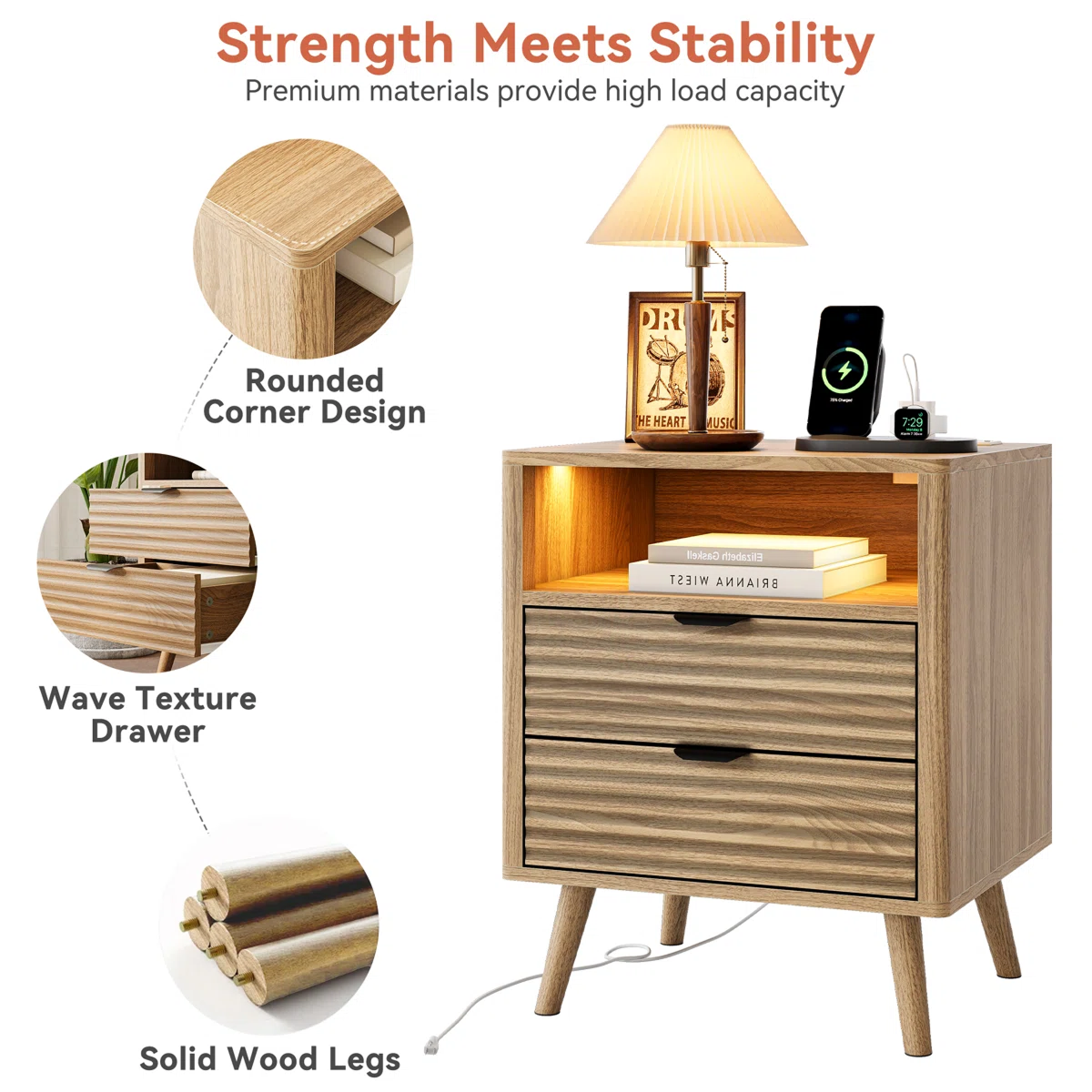 LED Wooden Night Stand