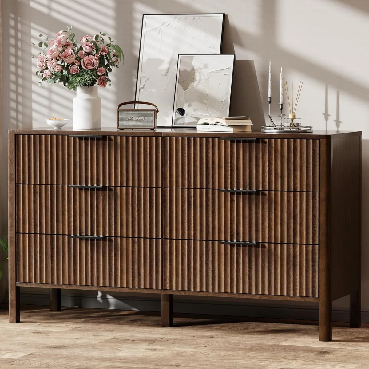 Nira Fluted White Dresser