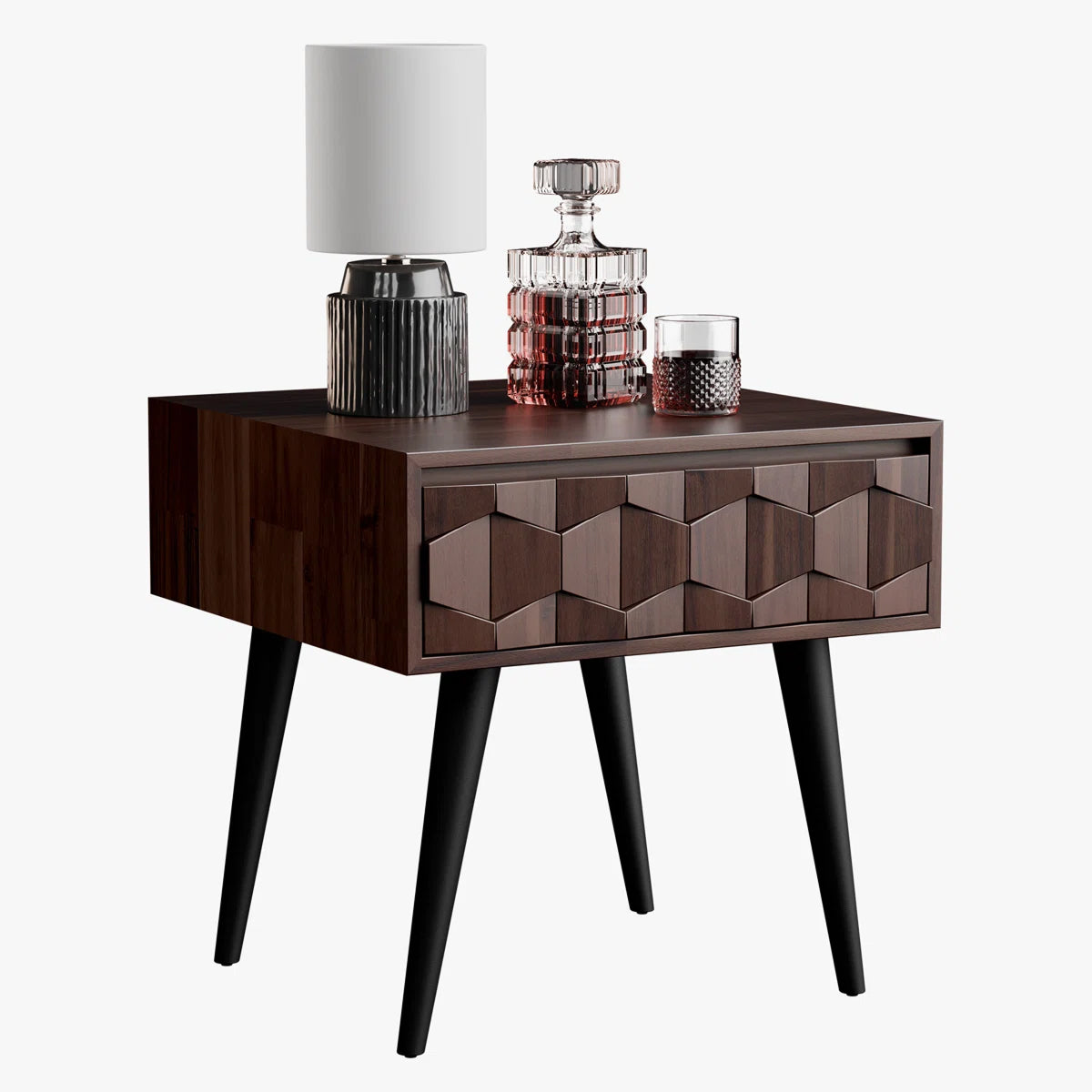 Geometric Cube Bedside Table