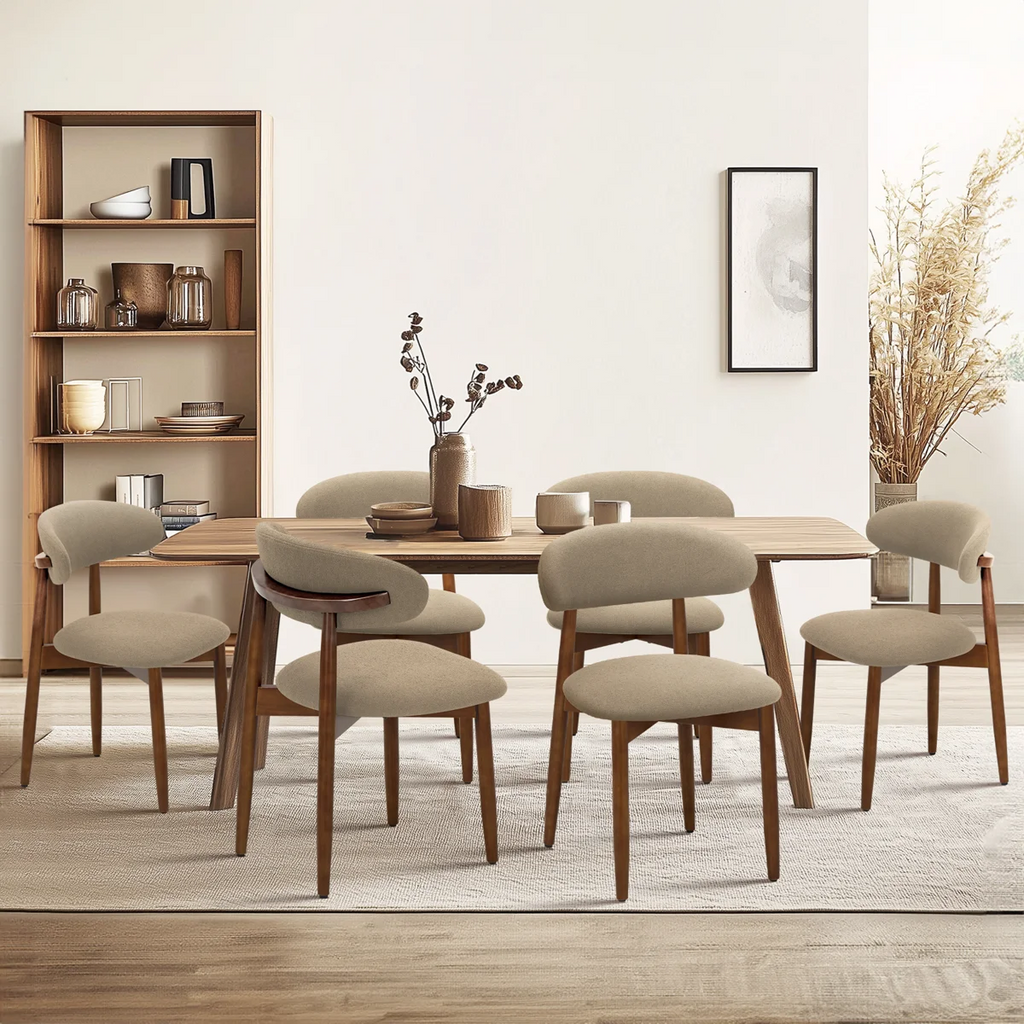 Premium Solid Wood Dining Chairs with Upholstered Seat (Set of 6)
