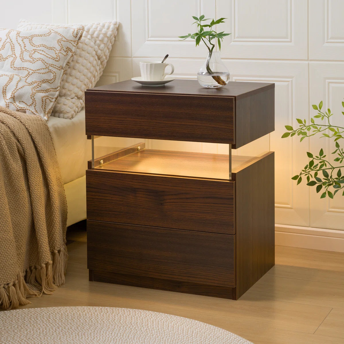Floating LED Bedside Table