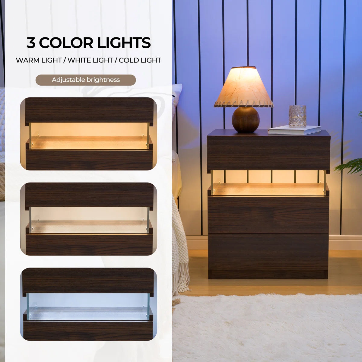 Floating LED Bedside Table
