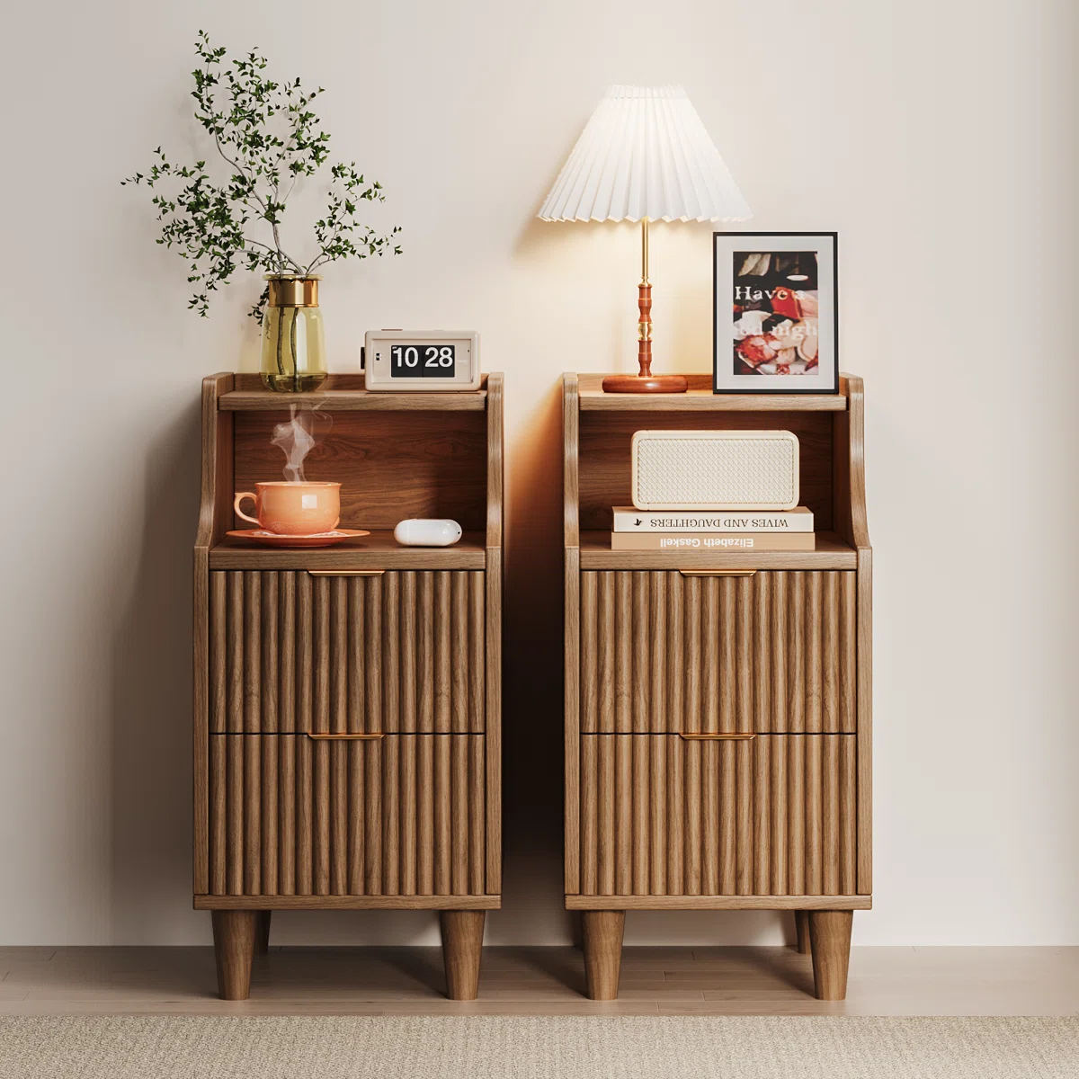 Fluted Storage Bedside Cabinet