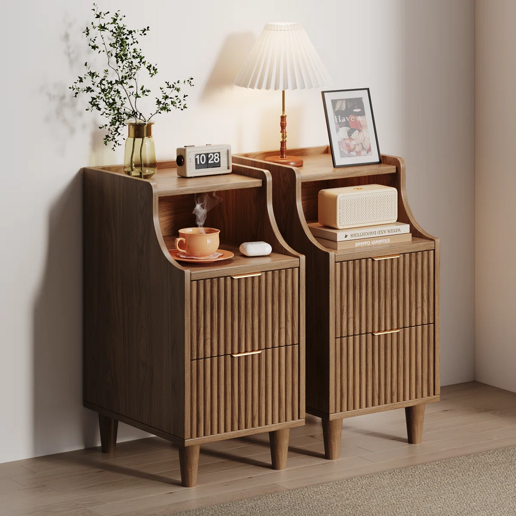 Fluted Storage Bedside Cabinet