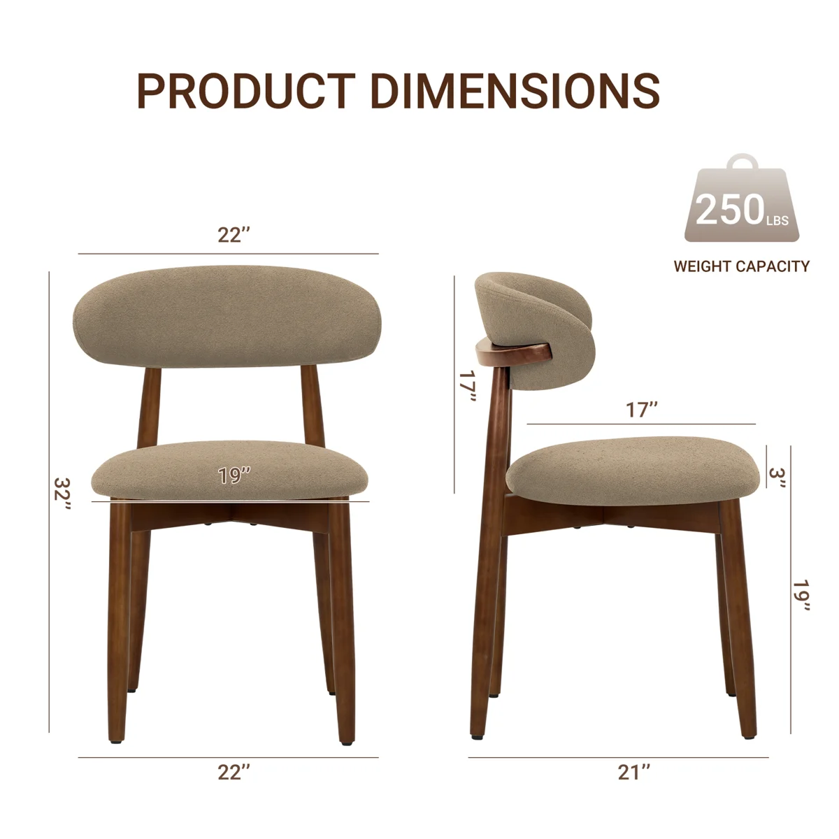 Premium Solid Wood Dining Chairs with Upholstered Seat (Set of 6)