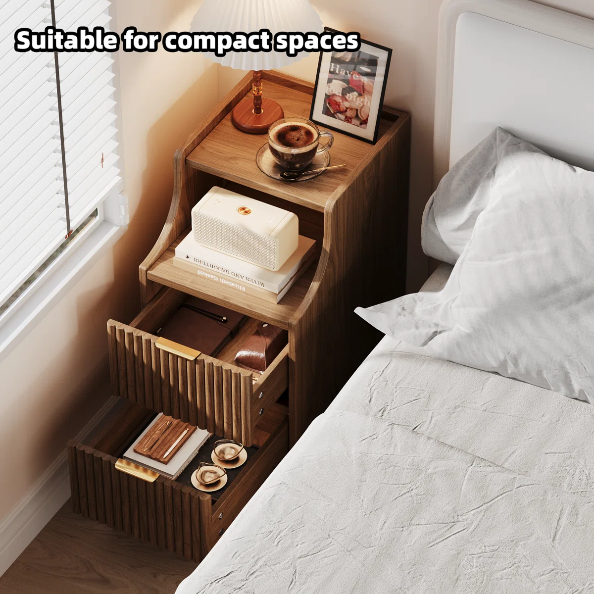 Fluted Storage Bedside Cabinet