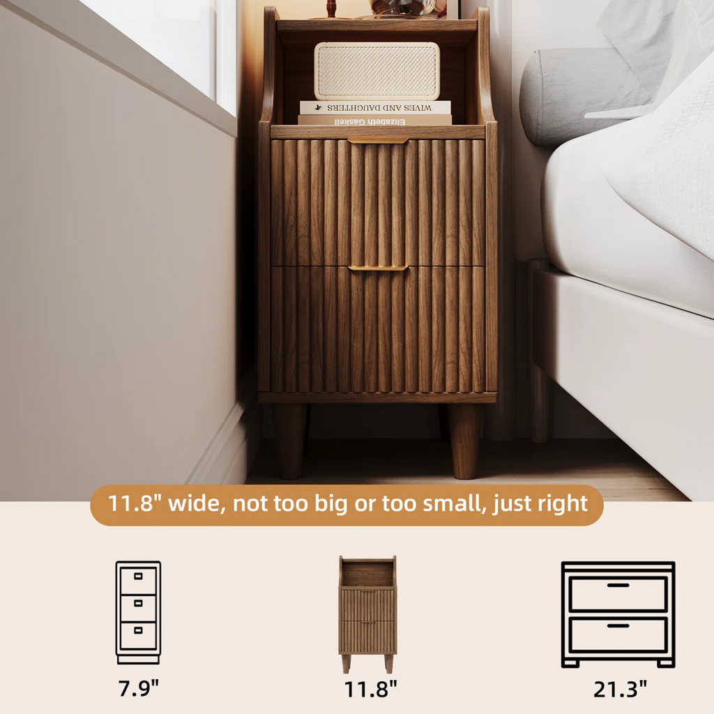 Fluted Storage Bedside Cabinet