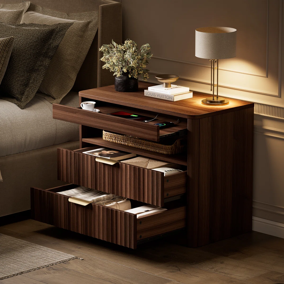 Fluted Executive Side Cabinet