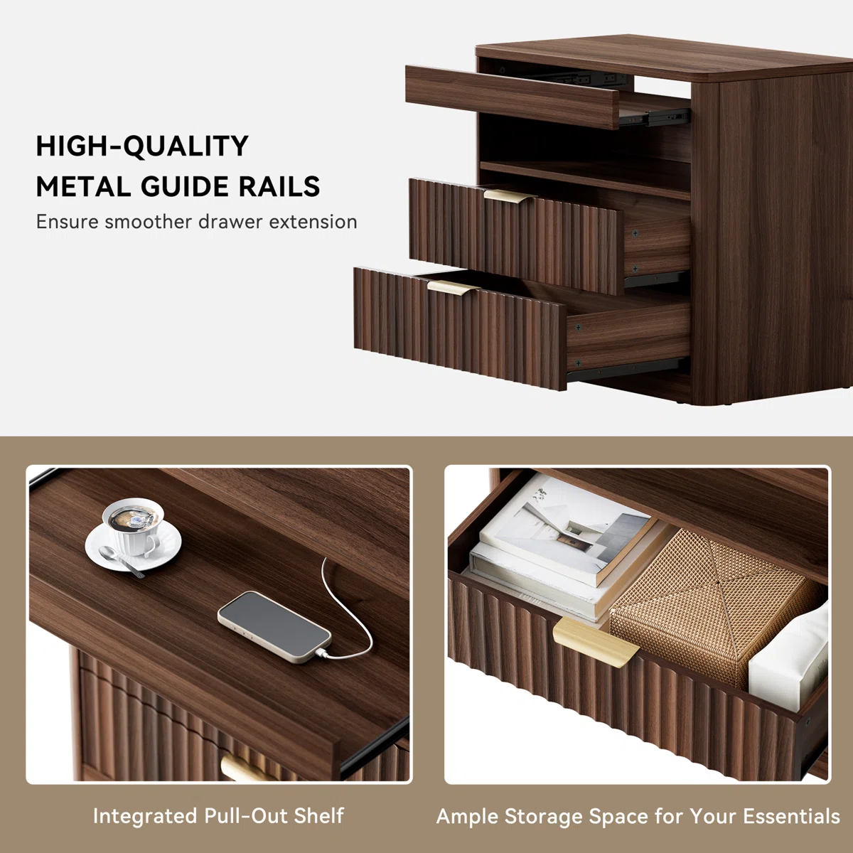 Fluted Executive Side Cabinet