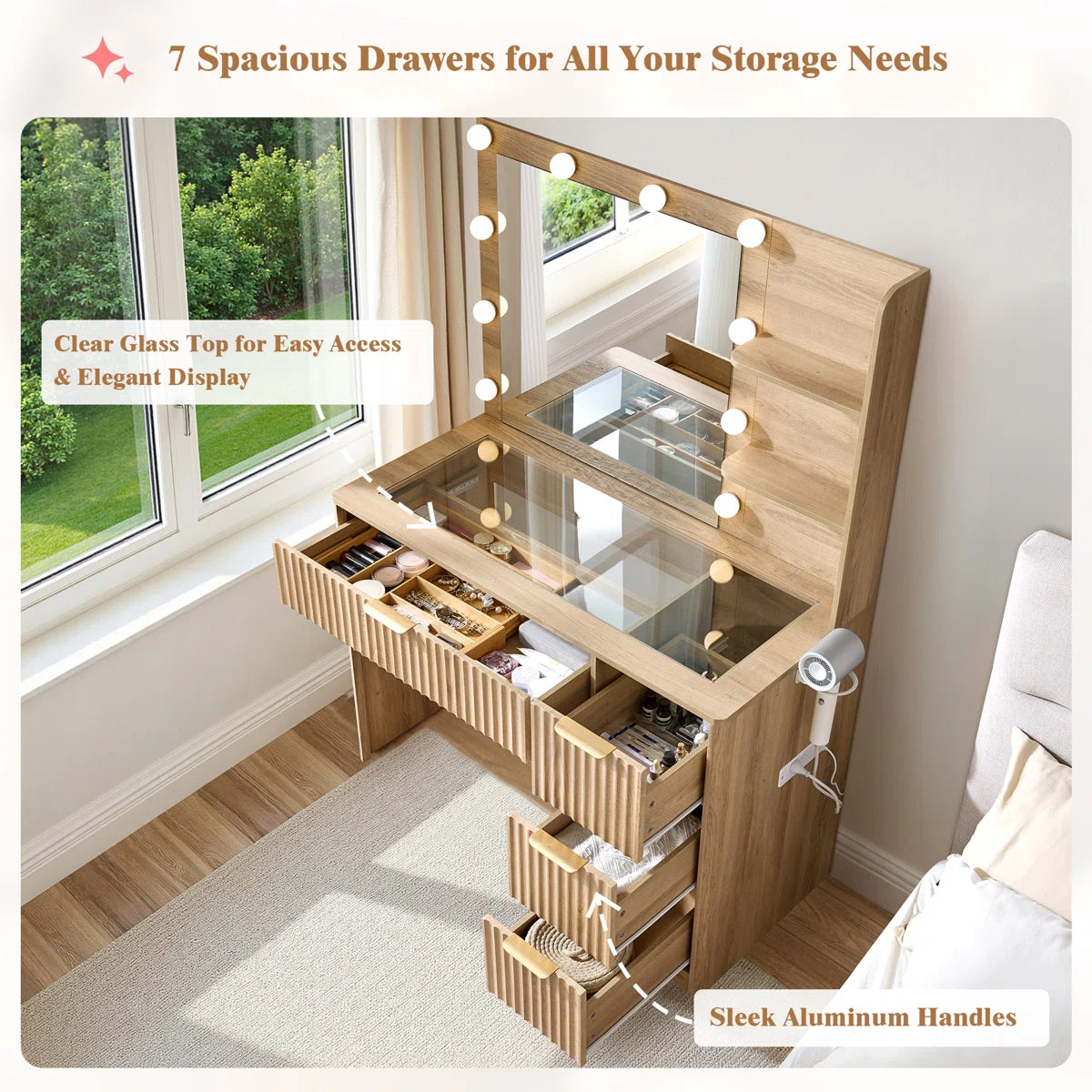 Nira Fluted Oak Dressing Table
