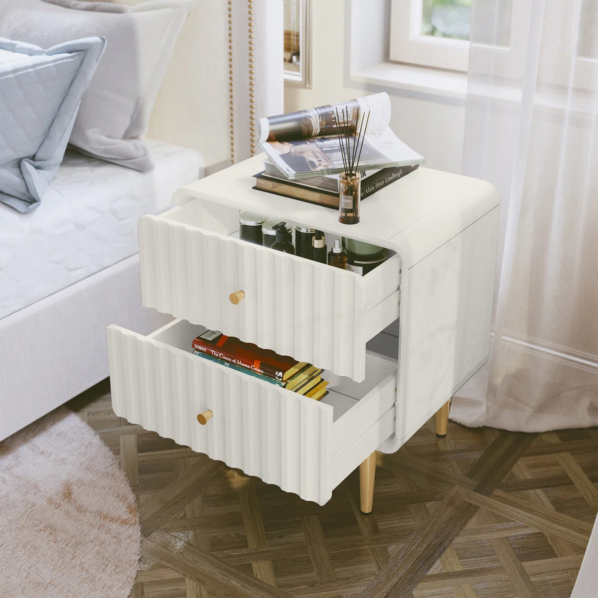 Ivory Gold Luxury Bedside Table