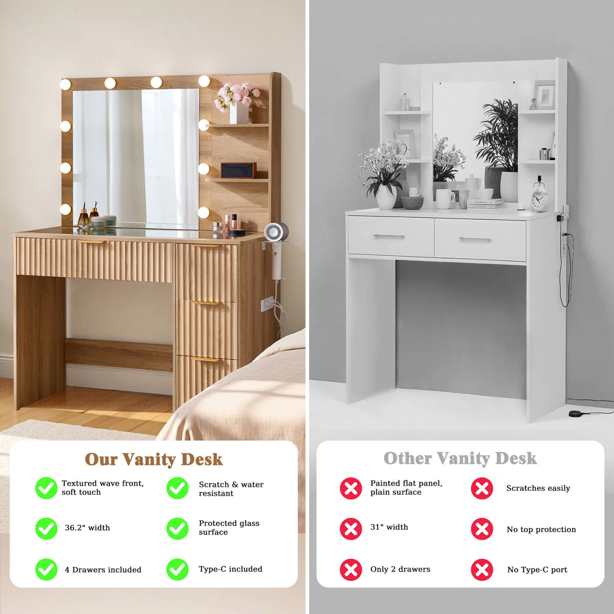 Nira Fluted Oak Dressing Table