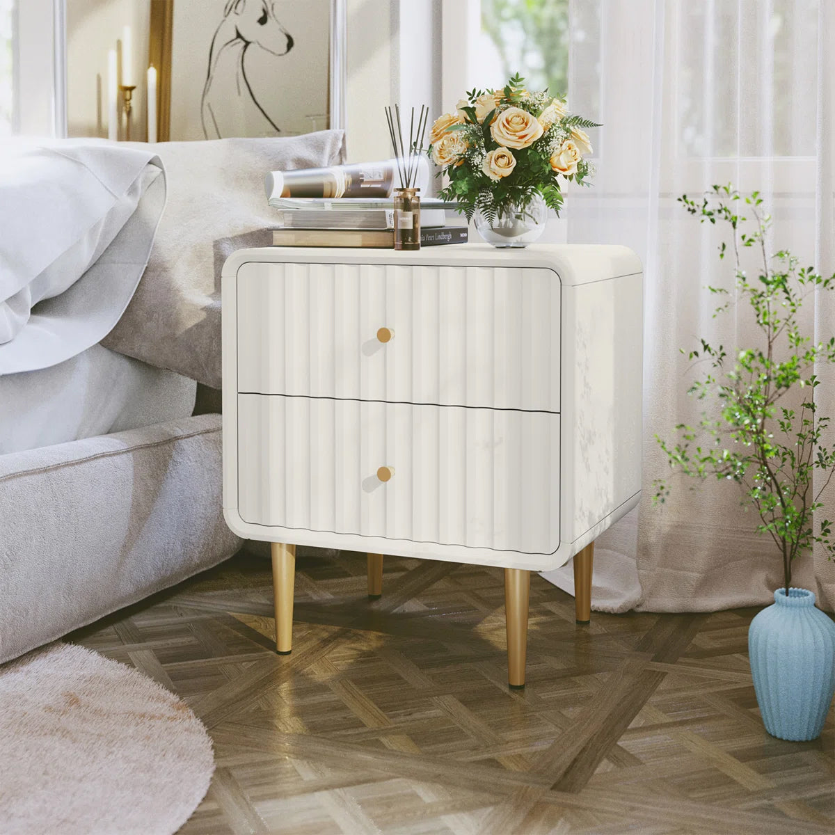 Ivory Gold Luxury Bedside Table