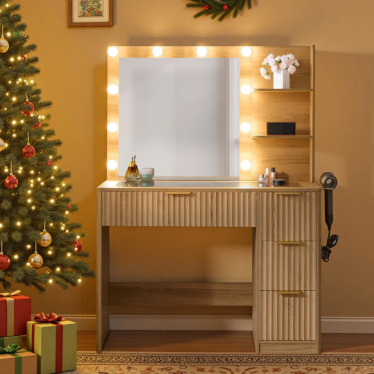Nira Fluted Oak Dressing Table