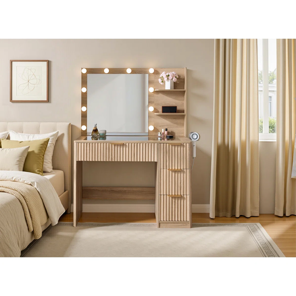 Nira Fluted Oak Dressing Table