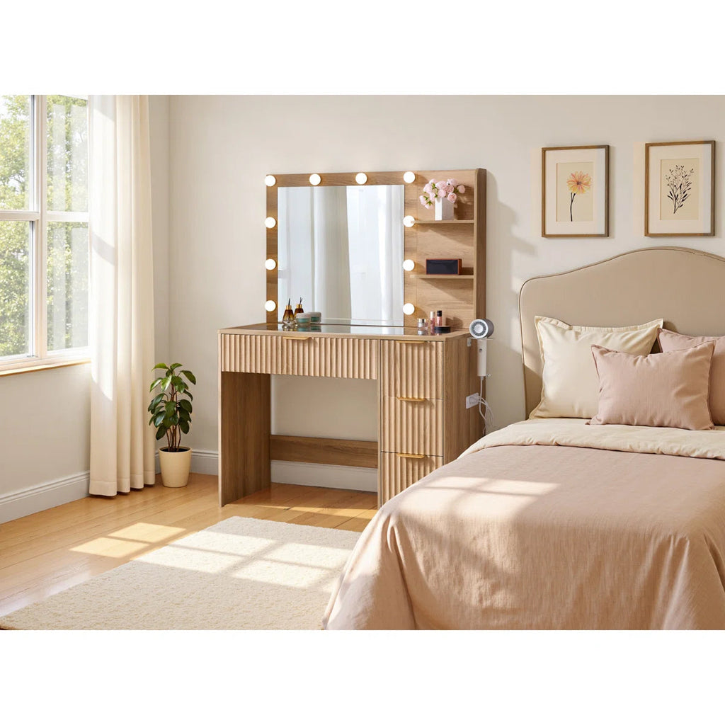 Nira Fluted Oak Dressing Table