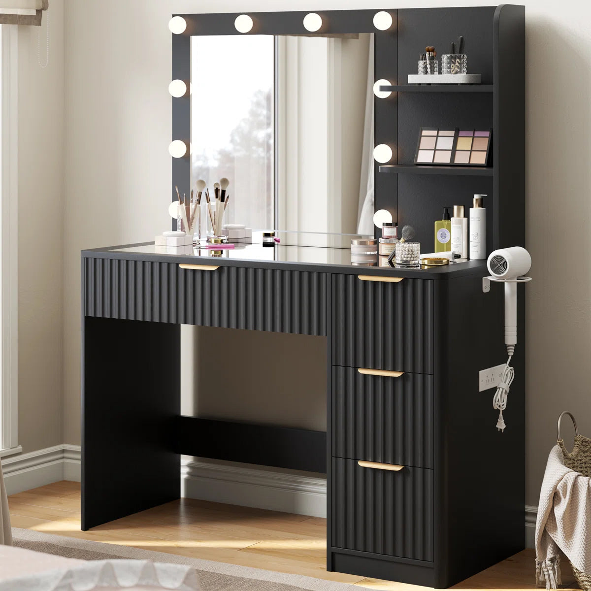 Nira Fluted Oak Dressing Table