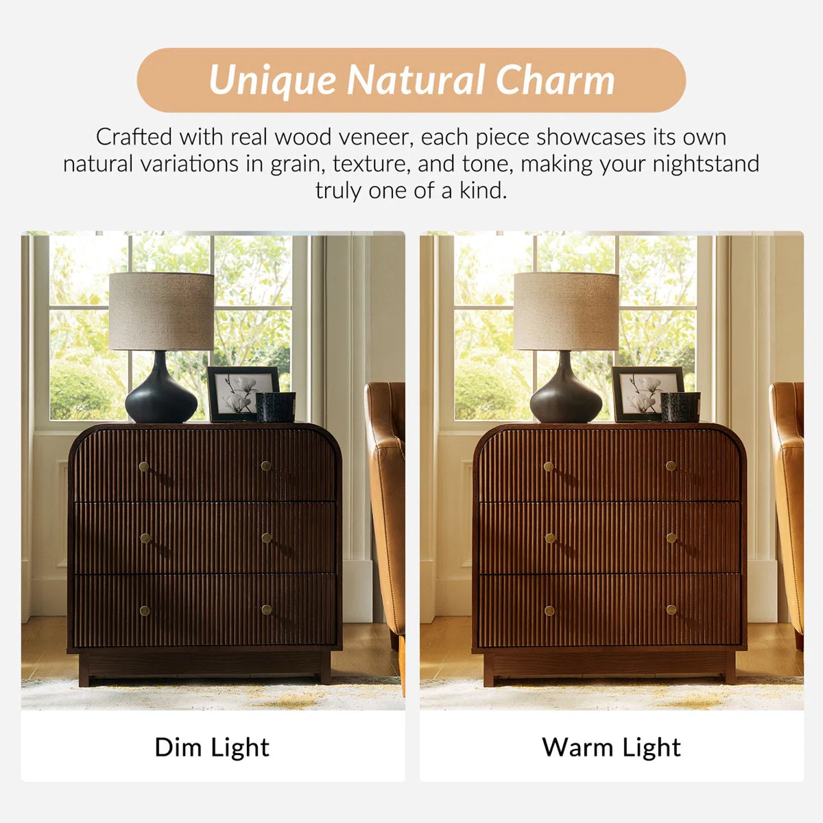Arched Fluted Chest Bedside Table