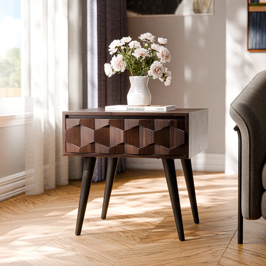 Geometric Cube Bedside Table