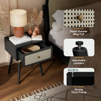 Cane Accent Bedside Table