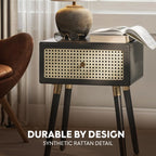 Cane Accent Bedside Table
