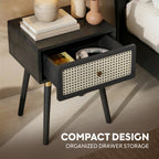 Cane Accent Bedside Table