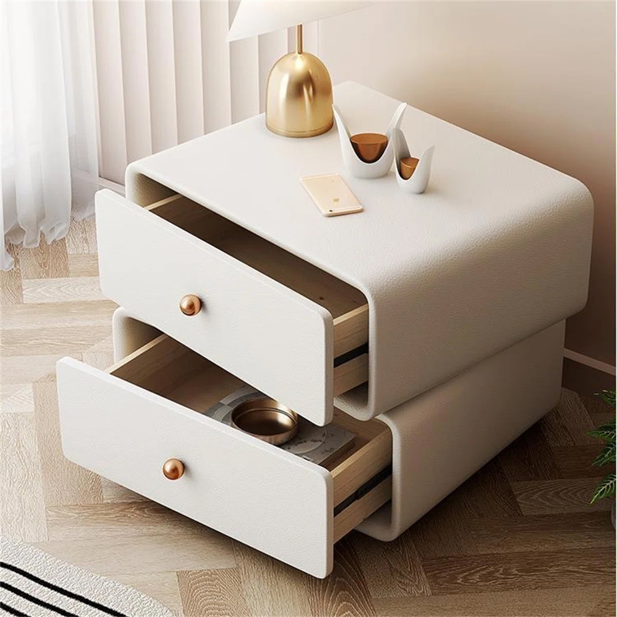 Minimal White Modern Bedside Table