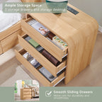 Rounded Oak 3-Drawer Bedside Table