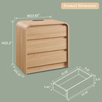 Rounded Oak 3-Drawer Bedside Table